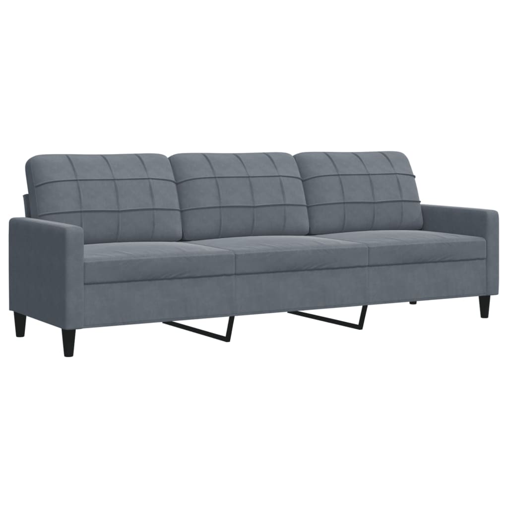 3-personers sofa 210 cm fløjl mørkegrå