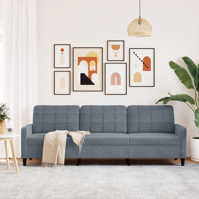 3-personers sofa 210 cm fløjl mørkegrå