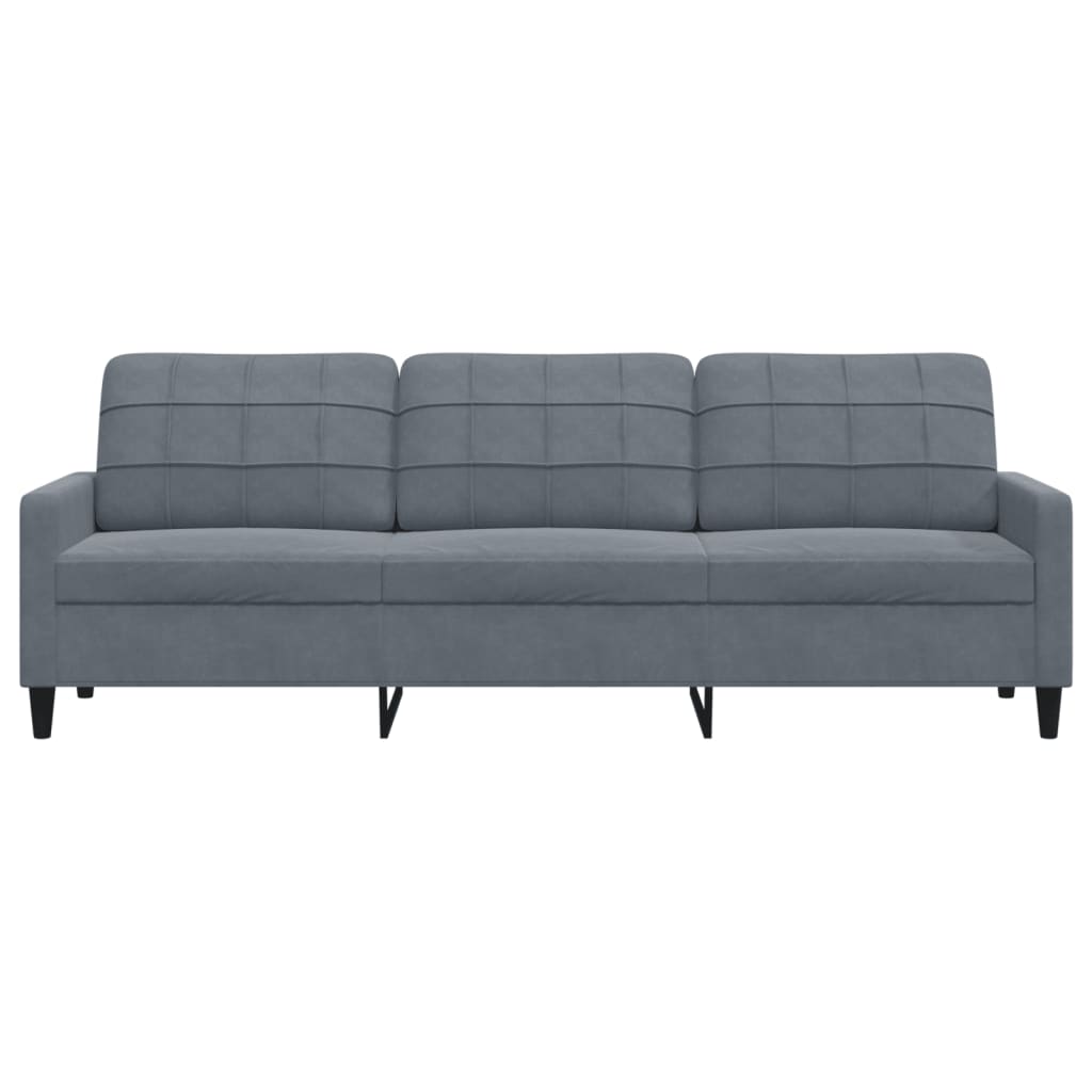 3-personers sofa 210 cm fløjl mørkegrå