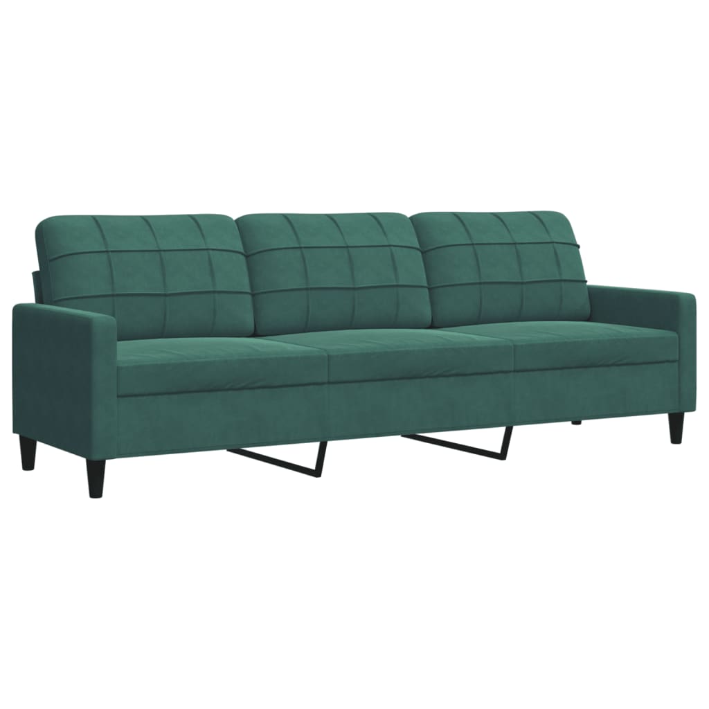 3-personers sofa 210 cm fløjl mørkegrøn