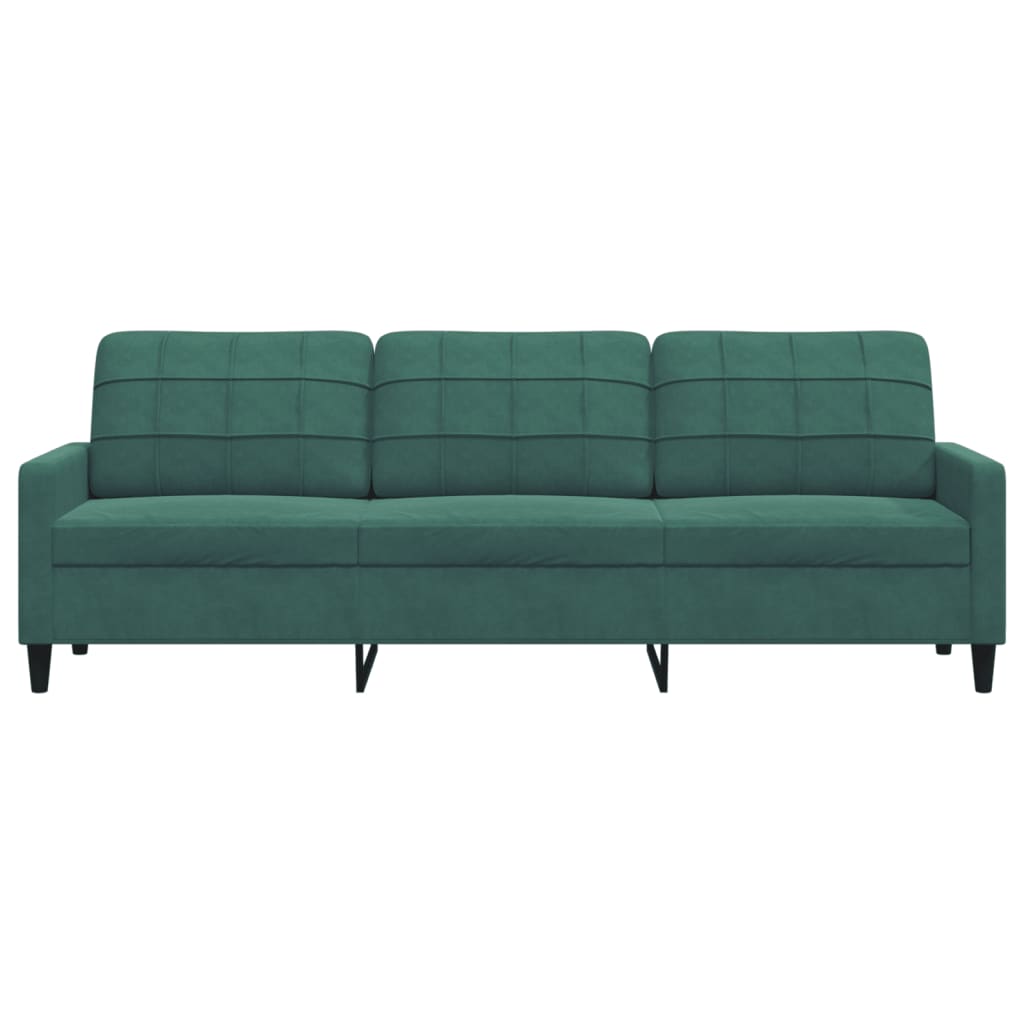 3-personers sofa 210 cm fløjl mørkegrøn