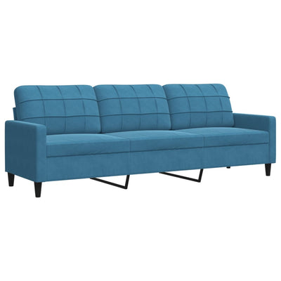 3-personers sofa 210 cm velour blå