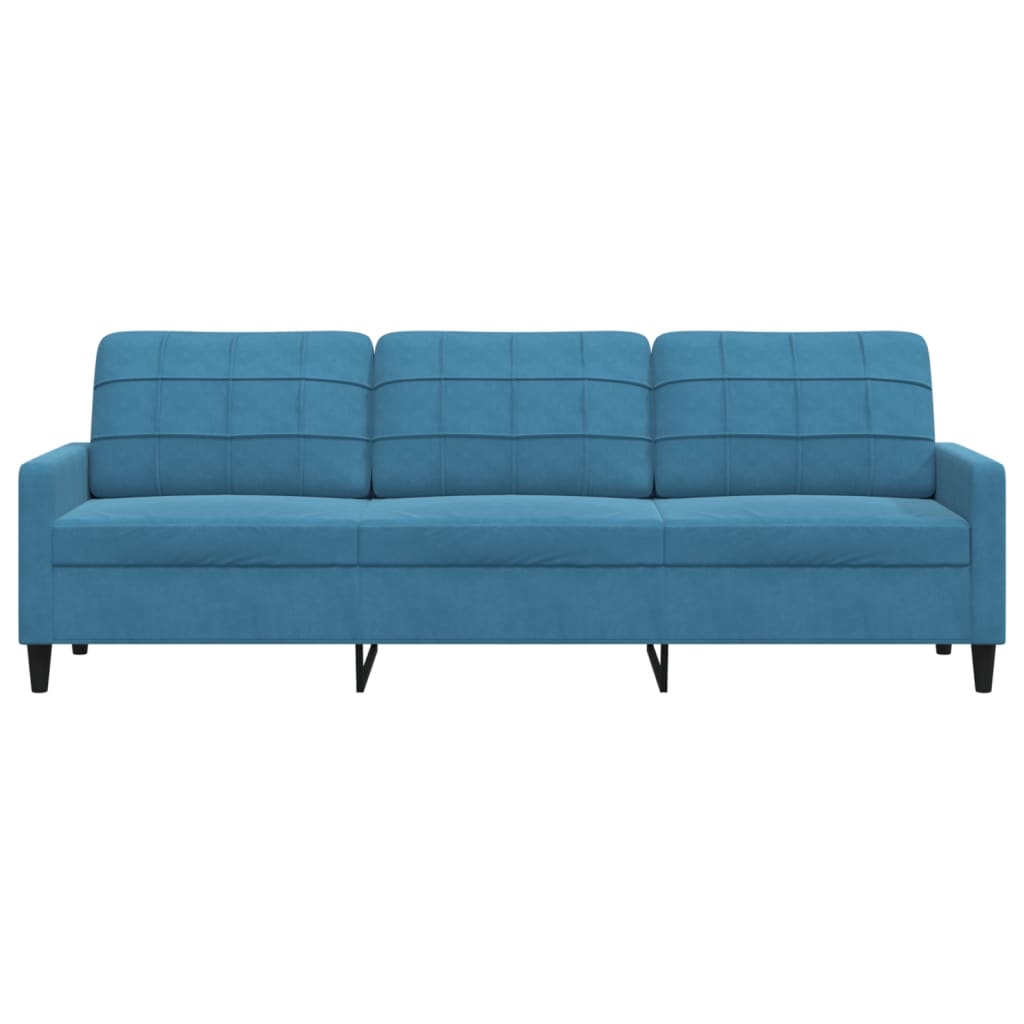 3-personers sofa 210 cm velour blå