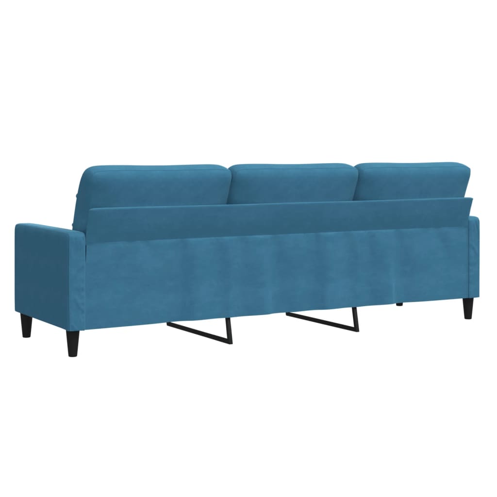 3-personers sofa 210 cm velour blå