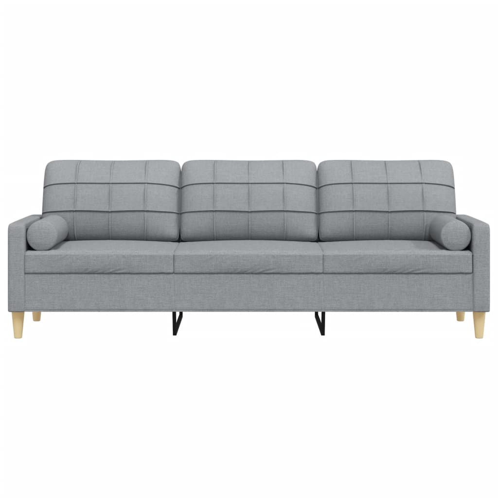 3-personers sofa med pyntepuder 210 cm stof lysegrå