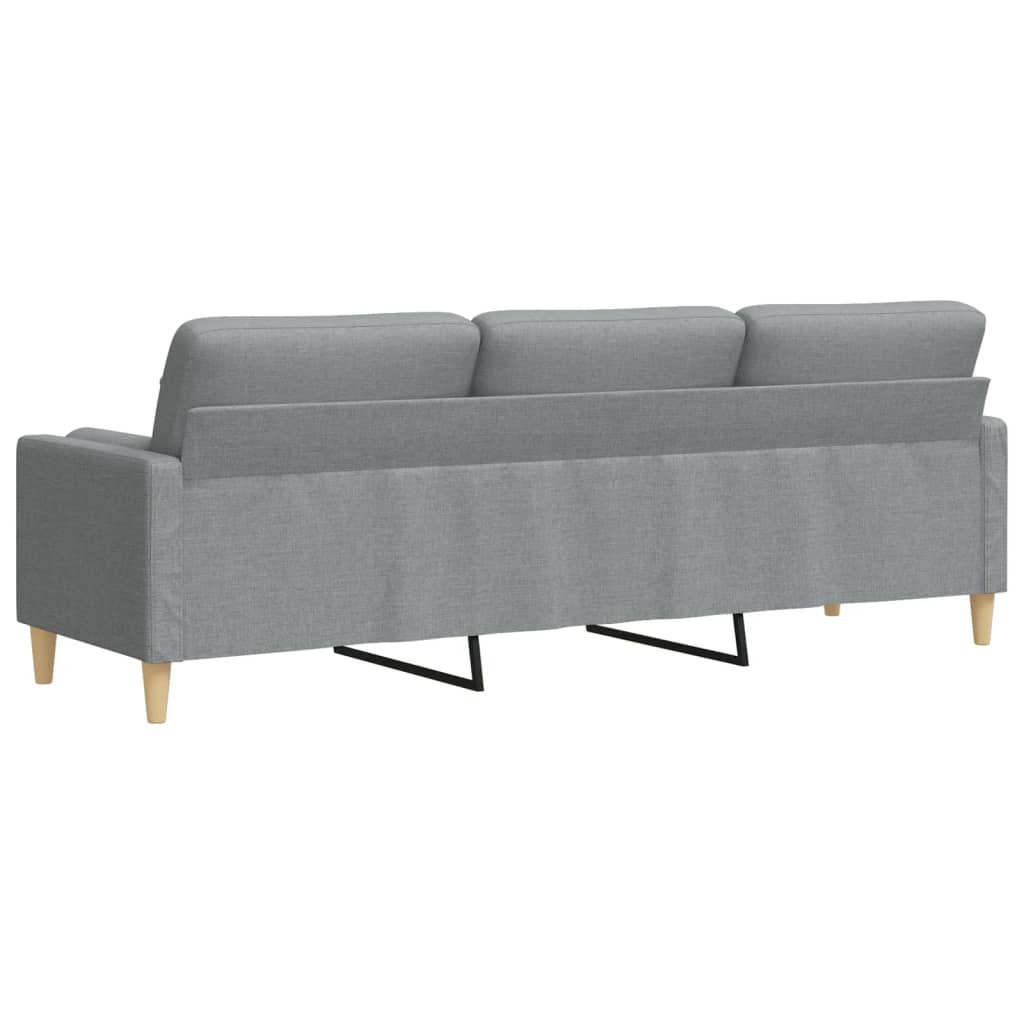 3-personers sofa med pyntepuder 210 cm stof lysegrå