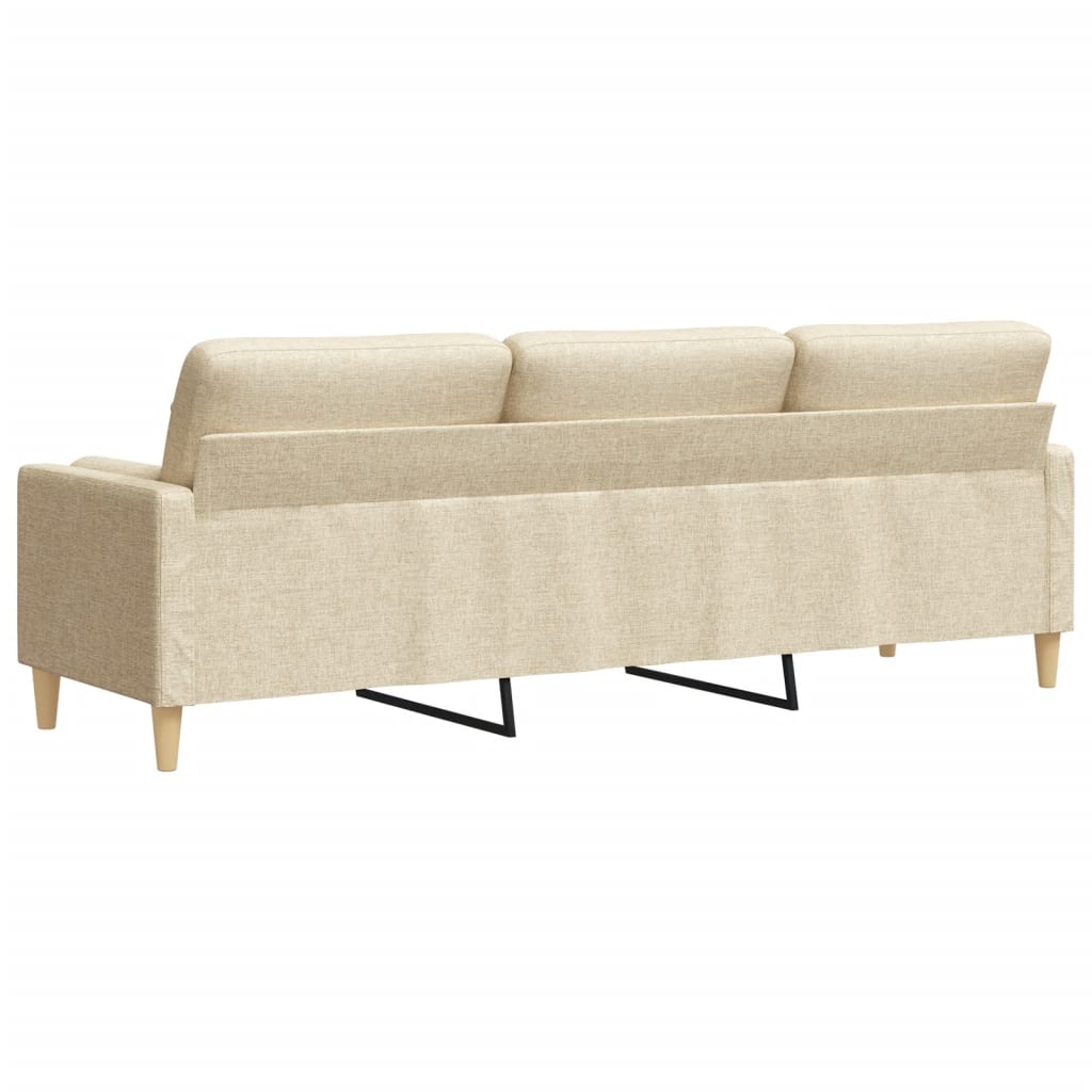 3-personers sofa med pyntepuder 210 cm stof cremefarvet