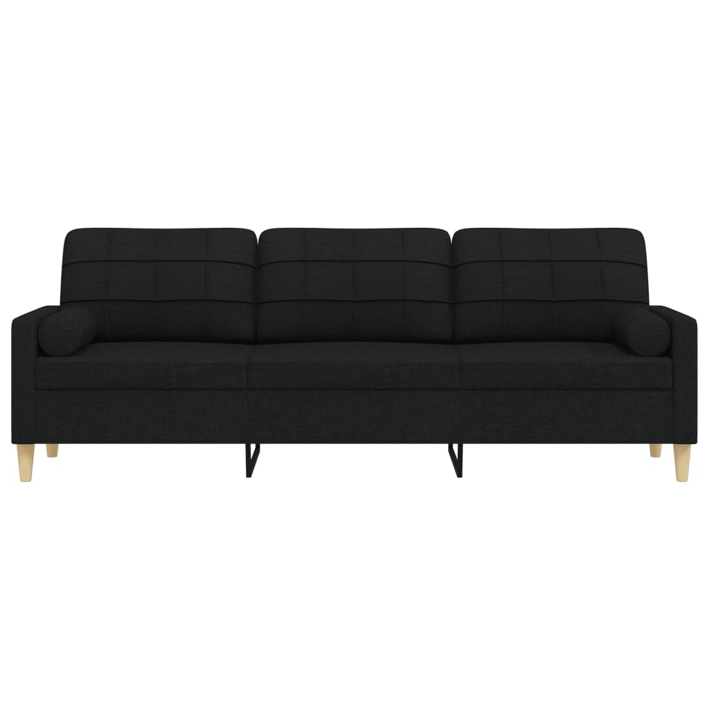 3-personers sofa med pyntepuder 210 cm stof sort