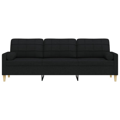 3-personers sofa med pyntepuder 210 cm stof sort