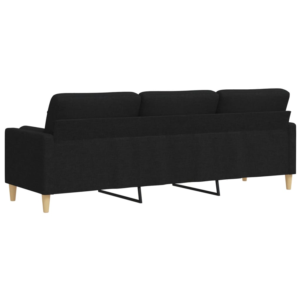 3-personers sofa med pyntepuder 210 cm stof sort