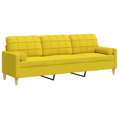 3-personers sofa med pyntepuder 210 cm stof lysegul