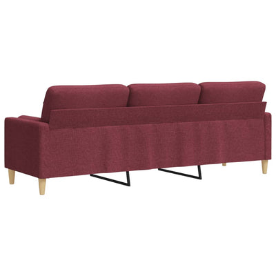 3-personers sofa med pyntepuder 210 cm stof vinrød