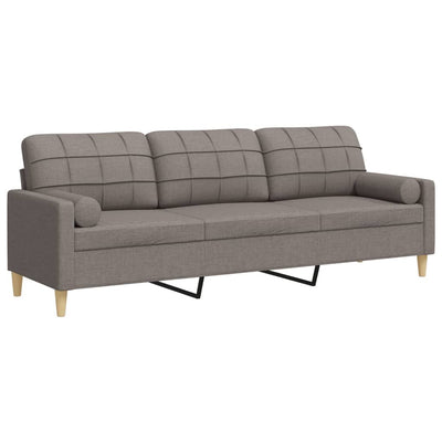 3-personers sofa med pyntepuder 210 cm stof gråbrun