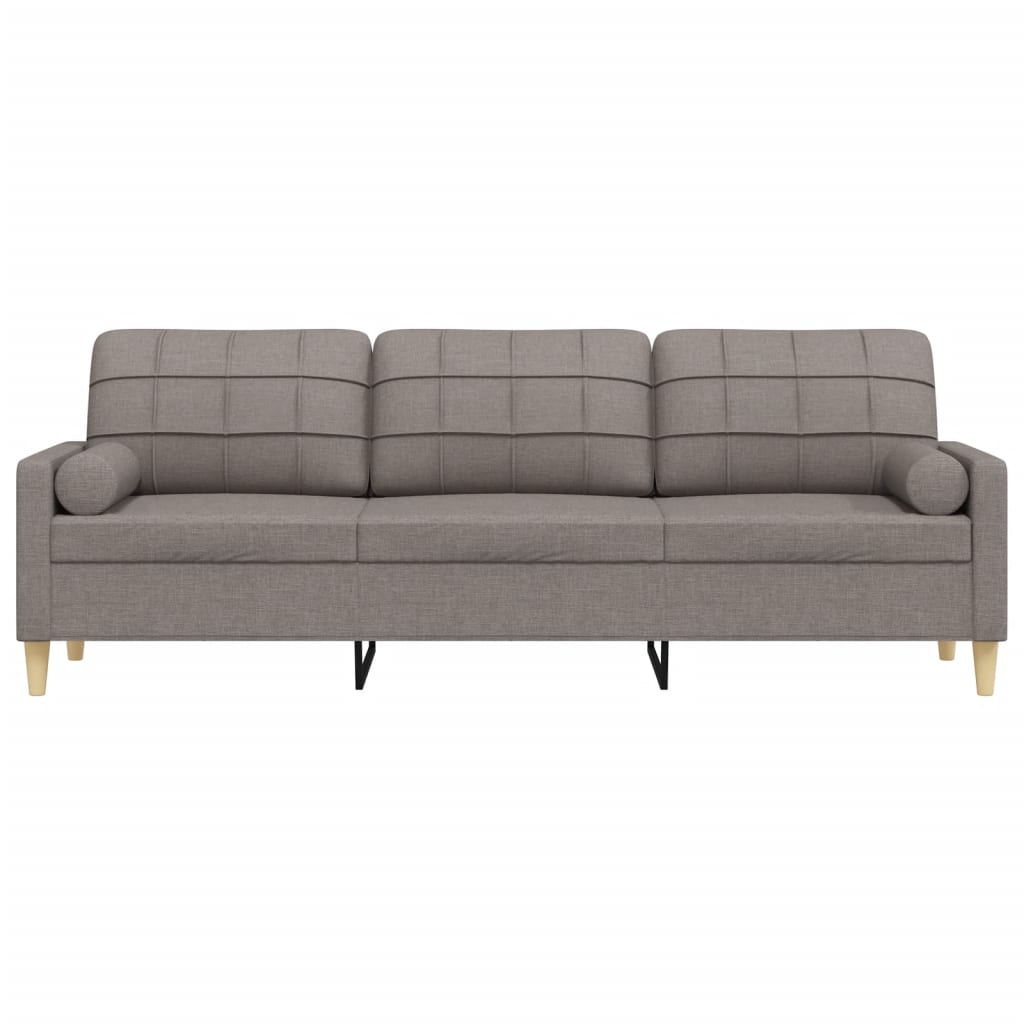 3-personers sofa med pyntepuder 210 cm stof gråbrun