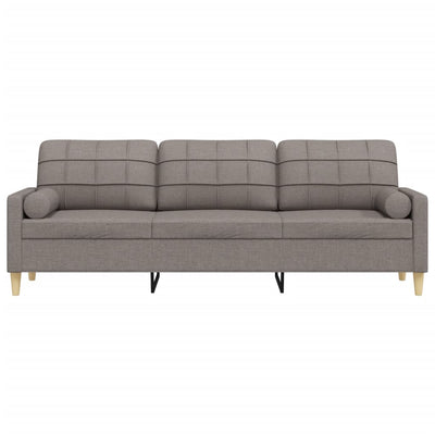 3-personers sofa med pyntepuder 210 cm stof gråbrun