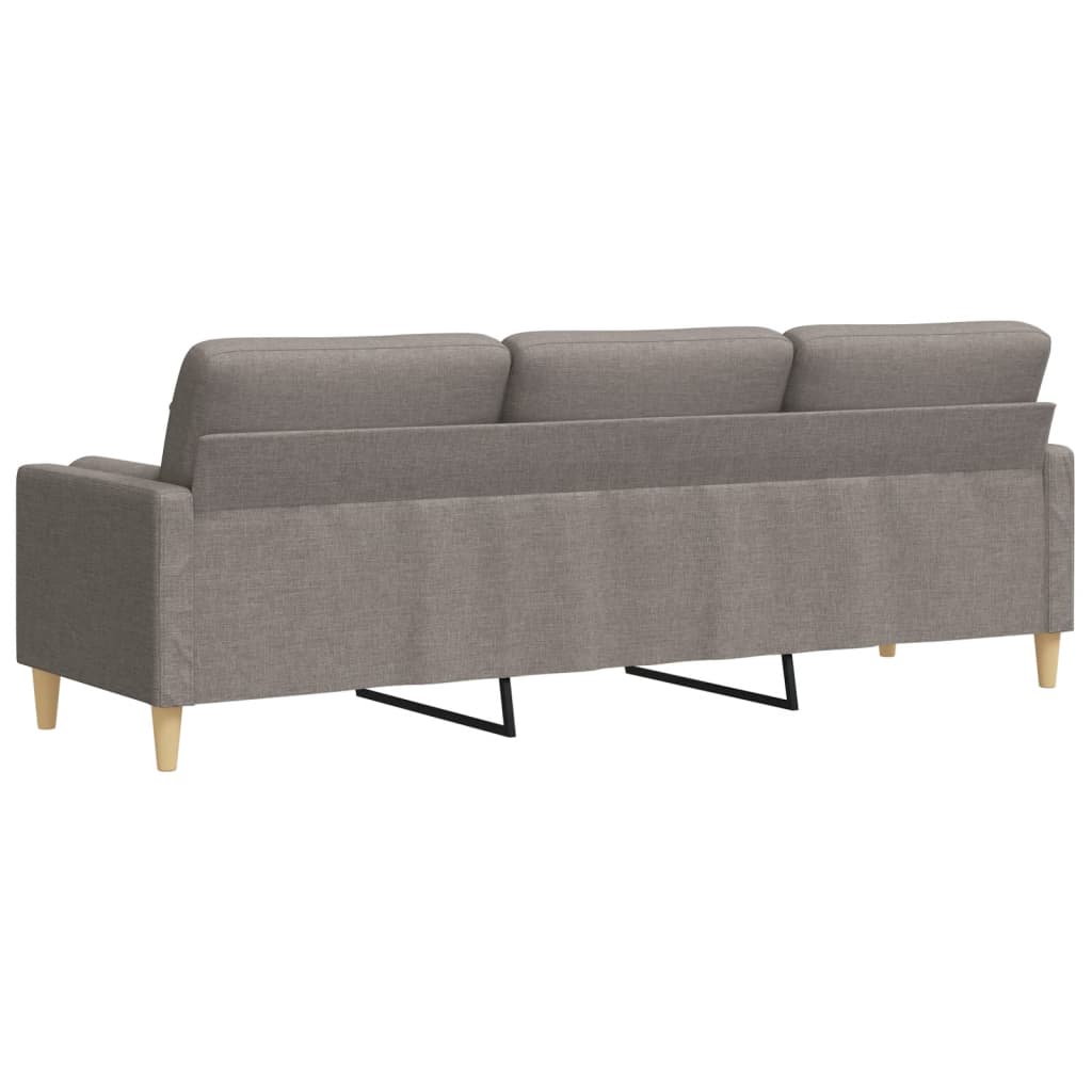 3-personers sofa med pyntepuder 210 cm stof gråbrun