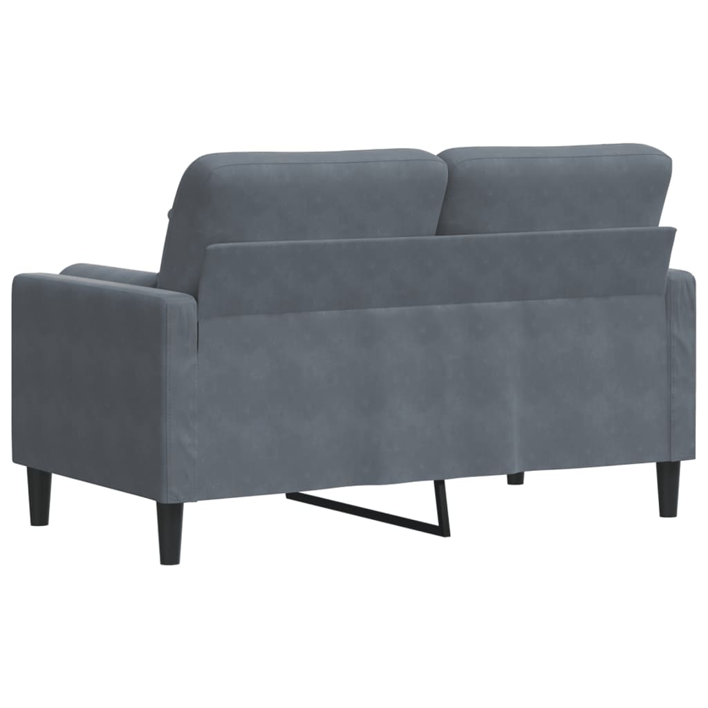 2-personers sofa med pyntepuder 120 cm velour mørkegrå