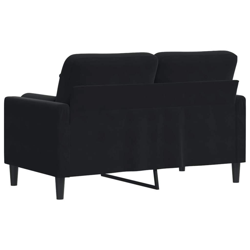 2-personers sofa med pyntepuder 120 cm velour sort