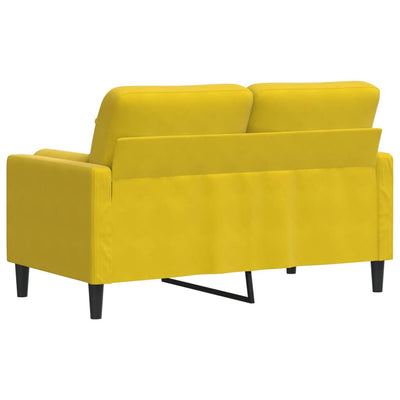 2-personers sofa med pyntepuder 120 cm velour gul