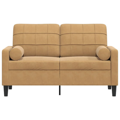 2-personers sofa med pyntepuder 120 cm velour brun