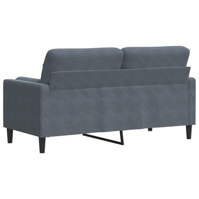 2-personers sofa med pyntepuder 140 cm velour mørkegrå