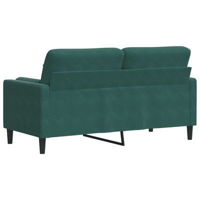 2-personers sofa med pyntepuder 140 cm velour mørkegrøn