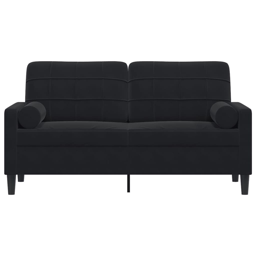 2-personers sofa med pyntepuder 140 cm velour sort