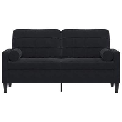 2-personers sofa med pyntepuder 140 cm velour sort