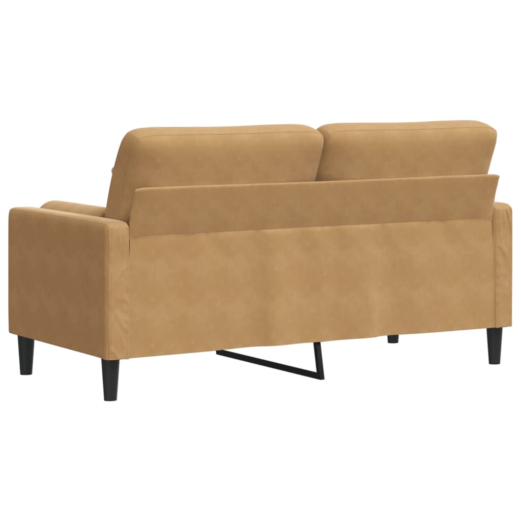 2-personers sofa med pyntepuder 140 cm velour brun