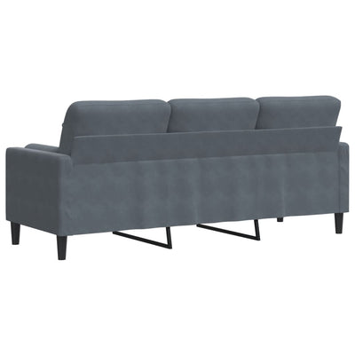 3-personers sofa med pyntepuder 180 cm velour mørkegrå