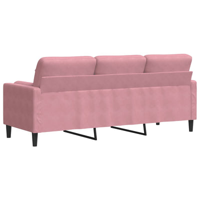 3-personers sofa med pyntepuder 180 cm velour pink