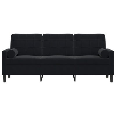 3-personers sofa med pyntepuder 180 cm velour sort