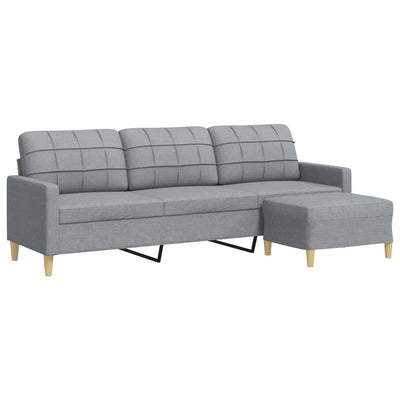 3-personers sofa med fodskammel 210 cm stof Lysegrå