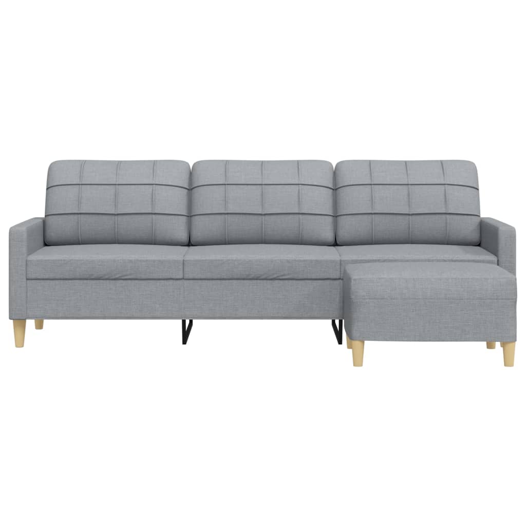 3-personers sofa med fodskammel 210 cm stof Lysegrå