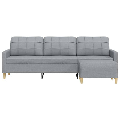 3-personers sofa med fodskammel 210 cm stof Lysegrå