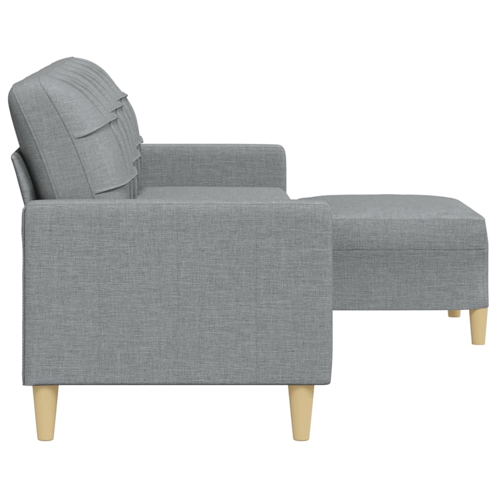 3-personers sofa med fodskammel 210 cm stof Lysegrå