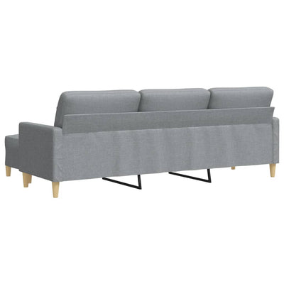 3-personers sofa med fodskammel 210 cm stof Lysegrå