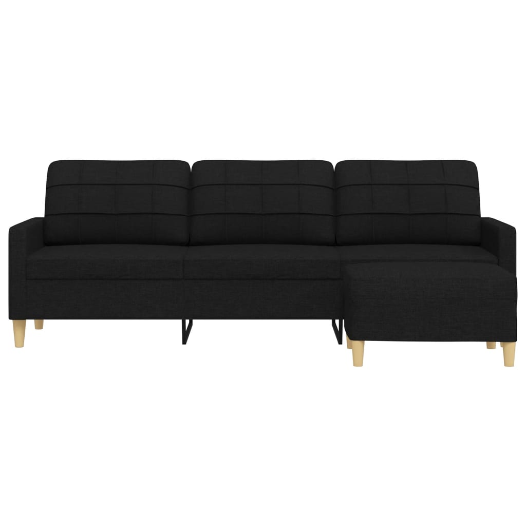 3-personers sofa med fodskammel 210 cm stof Sort