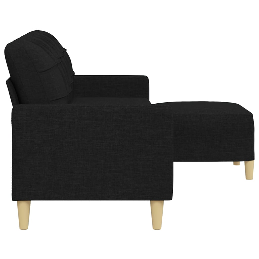 3-personers sofa med fodskammel 210 cm stof Sort