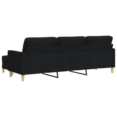 3-personers sofa med fodskammel 210 cm stof Sort