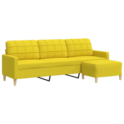 3-personers sofa med fodskammel 210 cm stof lysegul