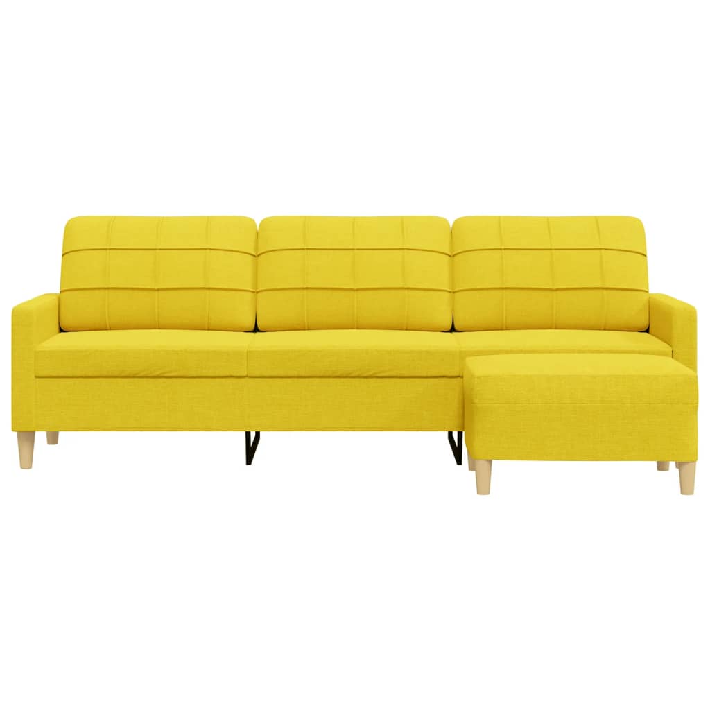 3-personers sofa med fodskammel 210 cm stof lysegul