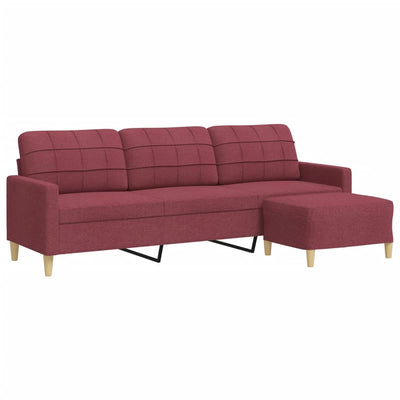 3-personers sofa med fodskammel 210 cm stof Vinrød