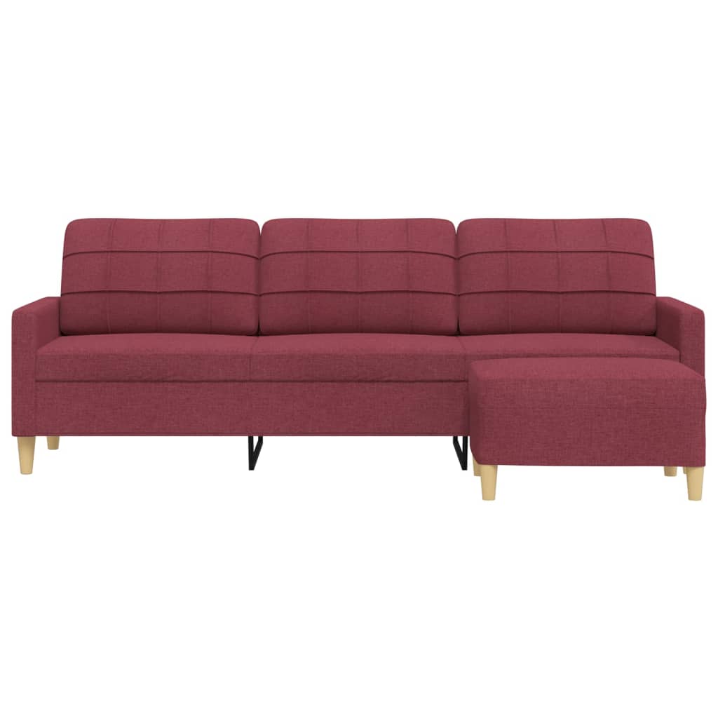 3-personers sofa med fodskammel 210 cm stof Vinrød