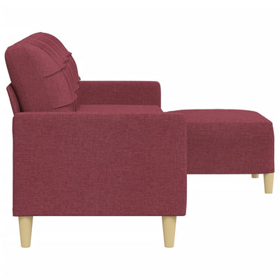 3-personers sofa med fodskammel 210 cm stof Vinrød