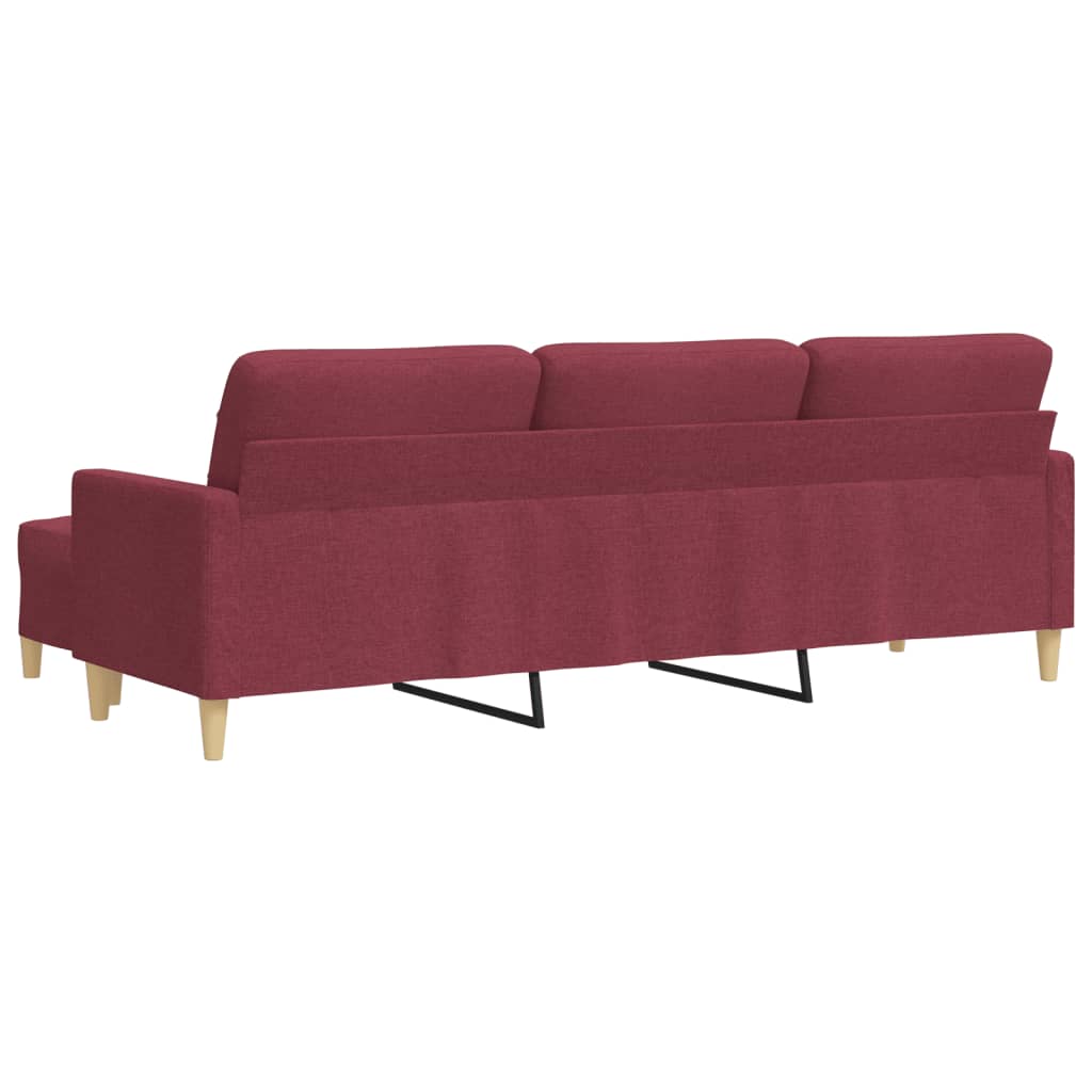 3-personers sofa med fodskammel 210 cm stof Vinrød