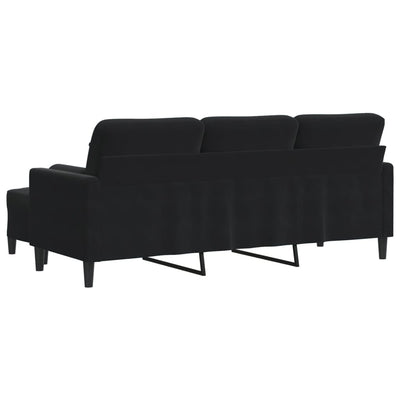 3-personers sofa med fodskammel 180 cm velour sort