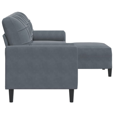 3-personers sofa med fodskammel 210 cm velour Mørkegrå