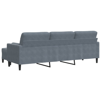 3-personers sofa med fodskammel 210 cm velour Mørkegrå