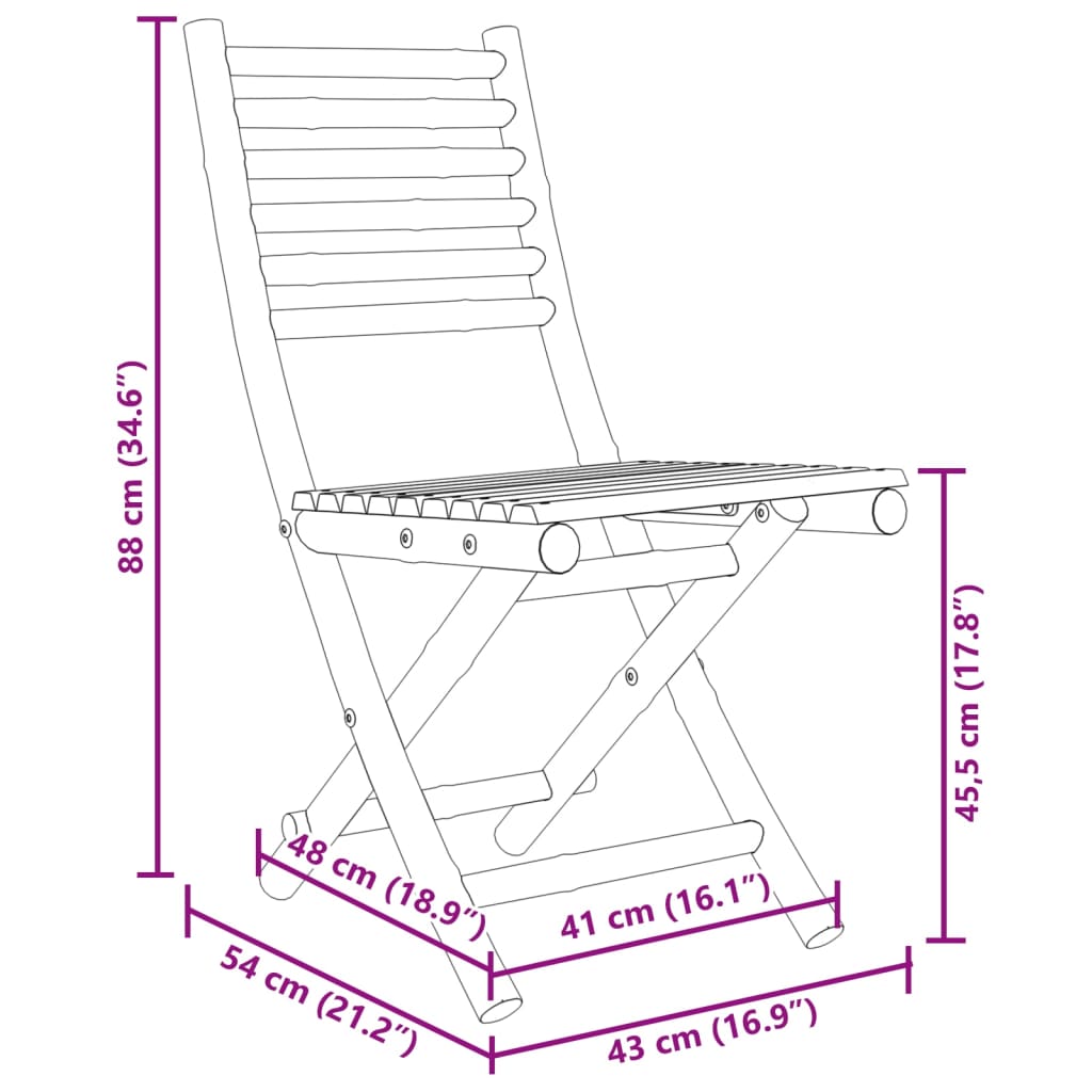 foldbare havestole 4 stk. 43x54x88 cm bambus